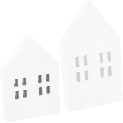 ORFOFE 2pcs Small Wooden House Desktop Decoration Artificial House for Christmas Party Tabletop Decor Home Ornaments