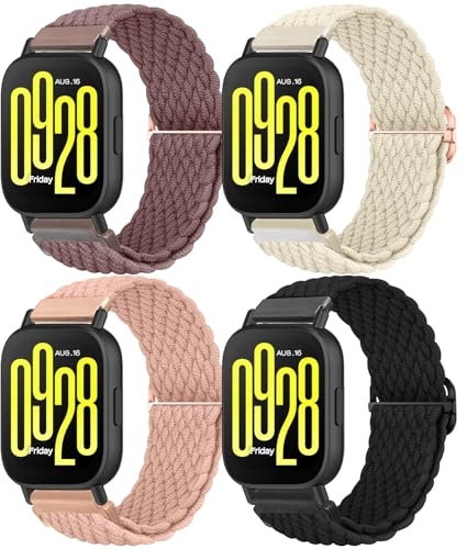 BDIG 4 Pezzi Cinturini Compatible con Cinturino Xiaomi Redmi Watch 5 active/5 Lite per Donne Uomini,22mm Cinturino Intrecciato Elastico Sportivo Regolabile per Xiaomi Redmi Watch 5 active/5 Lite