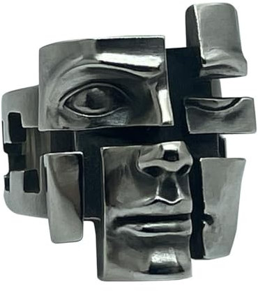 Caiduoduo Handgemachte Vintage Persönlichkeit Design gespaltene Persönlichkeit Maske Ring offener Finger Ring