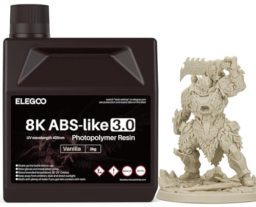 ELEGOO 8K ABS-Like Resin 3.0, UV-Härtendes 3D Resin Vanille 2000g | Hohe Präzision, nicht spröde, verbesserte Festigkeit und Zähigkeit für 8K/9K/12K/14K/16K-LCD-3D-Drucker