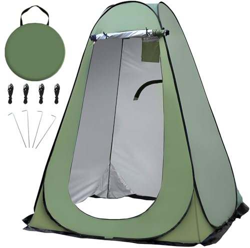 Pop-up Duschzelt, Tragbarer Umkleideraum für den Strand, UV für den Außenbereich, UV-Duschkabinenzelte für Wandern am Strand Camping, Picknick-Angeln im Freien, 150 x 150 x 190 cm (Grün)