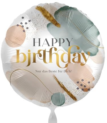 Folienballon Happy Birthday Ballon Geburtstag Frauen Mädchen Männer Geschenk Luftballon Made in EU, stilvoll trendig