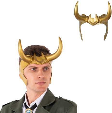 Joyincoser Goldener Hörnerhelm Herren Nordisches Fantasy Kostüm Zubehör