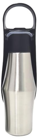 PZCC - Botella de agua para perro, 750 ml, botella de agua, botella de agua, plegable, portátil de acero inoxidable 304 cuenco de agua para gatos, para acampar senderismo (negro, 750 ml)