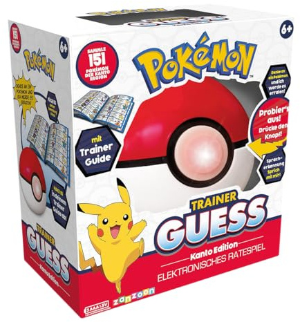 Zanzoon, Pokémon Trainer Guess (Kanto Edition), Familienspiel, Deutsch | Denke an ein Pokémon und der Pokéball wird es erraten für 1 oder mehr Spieler, 10 Minuten, Gesellschaftsspiel ab 6 Jahren