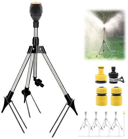 BAUSATZ Tripod Sprinkler, Garden Sprinklers for Lawns, Garden Sprinkler, Lawn Sprinkler, Grass Sprinkler, Water Sprinkler for Garden, Oscillating Sprinkler, 360 Rotating Sprinkler (1 inch connector)