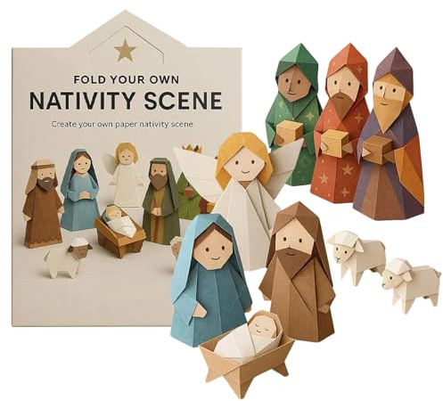 DIY Papier Krippe Szene, 3D Papier Weihnachtskrippe Dekoration Weihnachtskrippe Bastelset Mit Jesus Engel & Tier, Religiöse Weihnachtsbastelarbeit Für Anfänger Kinder Jugendliche