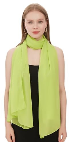 Chiffon Schal Damen Hellgrün - Seidenweich und Federleicht - Eleganter Halstuch Schal - Polyester Tuch Halstuch Damen Frühling Sommer - Pflegeleichtes Schaltuch - Damenschal Leicht (Hellgrün)