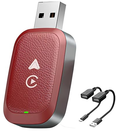 ZJHRTN Wireless CarPlay Adapter for Mini Convertible, Plug & Play Fast Auto-Connect, Upgrade from Wired CarPlay to Wireless 2-in-1 Converter, Retro Red