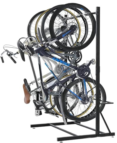 CDZHLTG Support Velo Sol pour 5 Vélos, Sans Perçage 136kg, Hauteur Réglable | Porte-Vélo Vertical en Acier Carbone Robuste, Organiseur de Vélo pour Garage, Cave, Magasin de Vélos