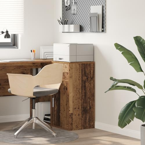 ZQQLVOO Armoire de rangement en bois vieilli marron moyen avec tiroir et porte – Armoire de rangement rustique en bois recyclé pour salle à manger et salon, stable