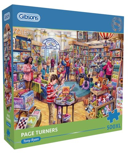 Gibsons Page Turners 500XL Jigsaw Puzzle for Adults – Extra Large Pieces – Delightful Bookshop Artwork by Tony Ryan – Sustainable Paper Packaging, Premium Quality Puzzle – Great Gift Idea