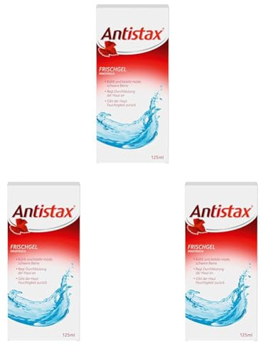 Antistax Fresh Gel, Crema Gambe Gonfie, Crema Gambe Stanche, Estratto Vite Rossa, Mentolo, Olio Essenziale Menta, 1 Confezione 125 ml (Confezione da 3)