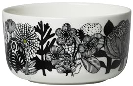 Marimekko Siirtolapuutarha Limited Edition Oiva Bowl, 0.5 Litre black, white