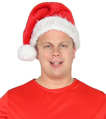 Foxxeo plüschige Weihnachtsmann Mütze in rot für Weihnachtsmann Nikolaus Santa Claus