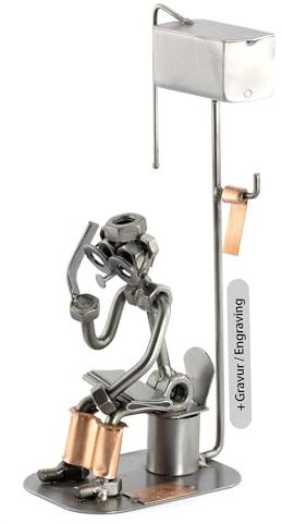 Steelman24 I Nuts and bolts sculpture Loo Man With Mobile With Personal Engraving I Handmade ornaments I I Metal figurine