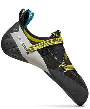 SCARPA Men's Veloce Rock Climbing Shoes for Gym Climbing - Black/Yellow - 9-9.5