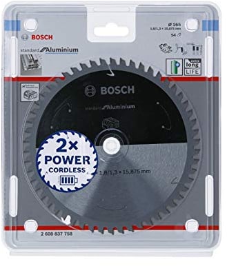 Bosch Professional Lama per sega circolare Standard for Aluminium (alluminio, 165 x 20/15.875 x 1.8 mm, 54 denti, accessorio per sega circolare a batteria)