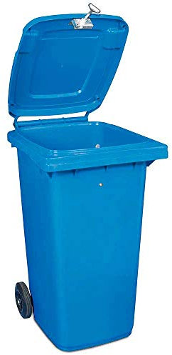 BRB Abschließbare 120 Liter Mülltonne, blau, mit Dreikantschlüssel verschließbar, BxTxH 480x550x930 mm