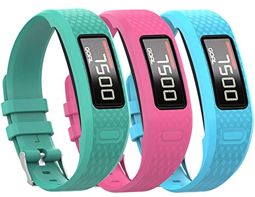 QGHXO Uhrenarmband für Garmin Vivofit 1 / Vivofit2, weiches Silikon-Ersatzarmband für Garmin Vivofit 1 / Vivofit 2 Activity Tracker, klein, groß, zehn Farben (blau und rosa und blaugrün, klein)
