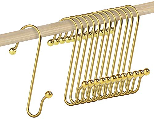 Adorfine 120 ganchos para colgar bolas de árbol de Navidad, de acero inoxidable, en forma de S, para árbol de Navidad, para decoración de árbol de Navidad (dorado, 4 cm de longitud)