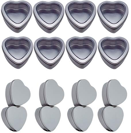 Cabilock 24pezzi Barattolo Cuore in Latta Contenitore Porta Caramelle Di Latta Vuoto Per Tè e Caramelle Design Forma Di Cuore Finestrella Trasparente Sul Coperchio