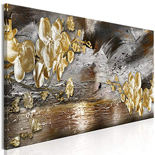 decomonkey Bilder Abstrakt Blumen 150x50 cm 1 Teilig Leinwandbilder Bild auf Leinwand Vlies Wandbild Kunstdruck Wanddeko Wand Wohnzimmer Wanddekoration Deko Orchidee