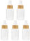 Wachsmann Flacons en verre de haute qualité avec couvercle en bambou - Pour cosmétiques naturels durables - Distributeur d'huile et de lotion, 30 ml - Tête de pulvérisation - Gravé - 5 pcs.