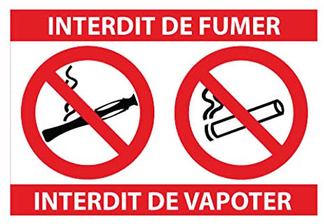 Interdit de fumer/Interdit de vapoter autocollant mixte interdiction sticker, 10x15cm