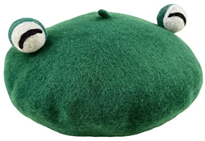 Zasy Wollfilz Cartoon Mütze Klassische Wollmütze Baskenmütze Französisch Beanie Cap Casual Style (Froschaugen)