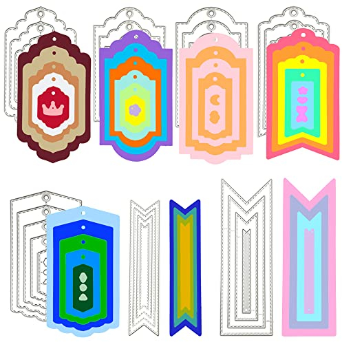 SENHAI Stanzformen aus Metall für Lesezeichen, DIY Handwerk, 7 Sets, 44 Stück Karbonstahl-Prägeschablonen, Metallschablonen, Scrapbooking, Werkzeug für Kartenherstellung, Lesezeichen