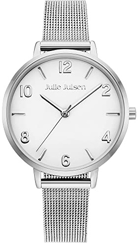 Julie Julsen - Damenuhr mit Weiss Zifferblatt:- Edelstahl - Wasserdicht bis 3 bar Analog