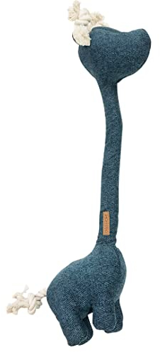 D&D Home, Edles Hundespielzeug Chenille George 20x52 cm blau Füllung 100% Polyester Feine Verarbeitung - Pelzohren mit Quietscher im Rüssel für noch mehr Spielspaß für Hunde