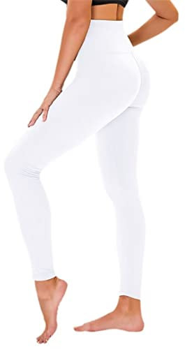 TNNZEET Leggings for Women UK, 1/3 Pack High Waisted Black Trousers Tummy Control for Gym Yoga(White,L-XL)