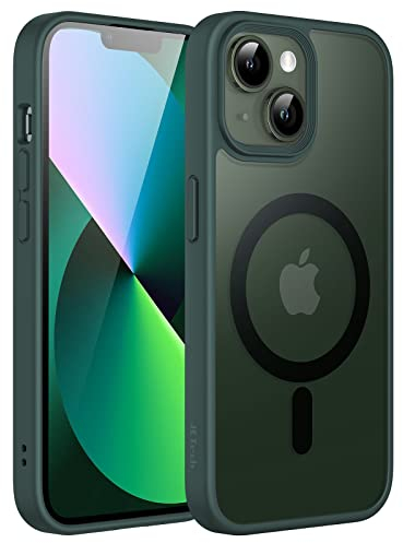 JETech Magnetic Case for iPhone 13 6.1-Inch Compatible with MagSafe, Translucent Matte Back Slim Shockproof Phone Cover (Dark Green)