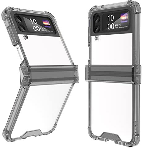 Samsung Z Flip 4 5G Case, Slim Transparent Hinged Shockproof Full Body Protection Case Cover for Samsung Z Flip 4 5G Transparent Black