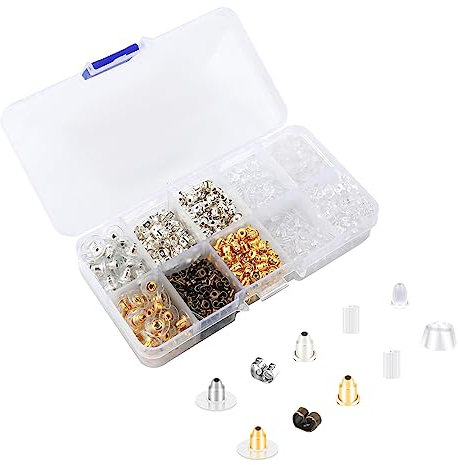 1040 Piezas Tuercas para Pendientes, Tuercas Pendientes Silicona Chapadas en Oro de 18 Quilates Topes para Traseras de Pendientes Reemplazos de Traseras para Pendientes para Pendientes de Gancho