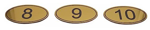 NanTun ABS Engraved 90mm x 55mm Oval Table Numbers (1-20) Pubs Restaurants Clubs - Golden 1 to 20