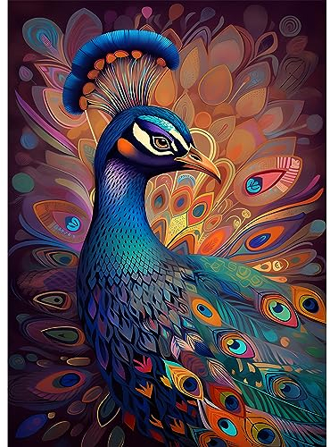 EOBROMD Diamond Painting Erwachsene Pfaue, 5D Diamant Painting Bilder Erwachsene Tiere, DIY Diamond Painting Bilder Diamant Malerei Set für Wanddekoration 30x40cm