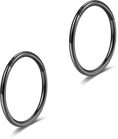 18g Nasenpiercing Ring G23 Titan Schwarz Scharnier Septum Piercing Nahtlose Clicker Sleeper Knorpel Daith Rook Tragus Helix Piercings Ohrringe 9mm