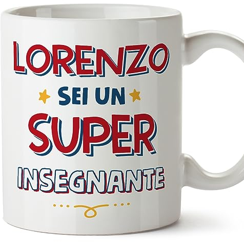 MUGFFINS Tazas Personalizadas para MAESTRO hombre - En Italiano - Sei Super - 11 oz / 330 ml - Regalo Personalizable original y divertido