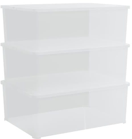 vidaXL Aufbewahrungsbox Stapelbar 3 Stk., Kunststoffbox mit Deckel, Plastikbox mit versteckten Lüftungsschlitzen, Stapelbox Lagerbox, Kunststoff