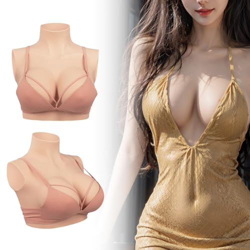Minaky Silikon Brüste Brustformen, Crossdresser Brüste, Falsche Brüste, Realistisch Silikonbrustplatten für Cosplay, Transgender Prothese, B Cup,Gelb