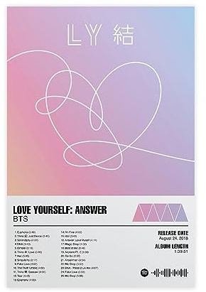 BTS Poster Love Yourself Answer Album Cover Poster Leinwand Poster Wandkunst Dekor Druck Bild Gemälde für Wohnzimmer Schlafzimmer Dekoration 40 x 60 cm