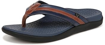 Vionic Mens Tide II Flip-Flop Navy/Brown 10 M