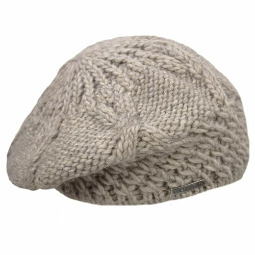 Melegari Strickmütze | Baskenmütze aus Pragelato | Mütze aus Wolle und Alpaka | Made in Italy | Herren Damen | Herbst / Winter, hellbraun, 55-59