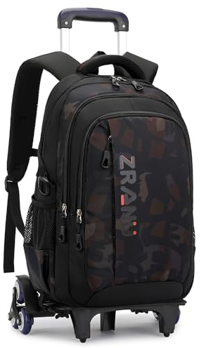 Amythe Schulrucksack Trolley für Jungen, Rucksack mit Rollen 6 Räder | Schulranzen Trolley für Jungen Teenager, Wasserdichter Daypack 16 Zoll, Großer Kinderrucksack für Schule Reisen, Schulstart
