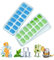 Ice Cube Trays 2 Packs Silicone Ice Cube Moulds with No-Spill Removable Lid, Easy-Release Flexible Ice Trays for Freezer, Whiskey, Cocktail and Drink (Blue & Green) (One Size, 2, Count)