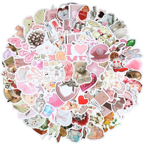 120 Pcs Coquette Stickers Cartoon Graffiti Sticker Pink Coquette Aesthetic Stickers Decal Waterproof Vinyl Laptop Computer Phone Water Bottle Stickers Cute Kawaii Stickers Coquette Room Accessories