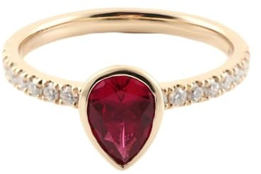 Stfery Verlobungsring 9 Karat 2Ct Birneschliff Rot Lab Erstellt Ruby Ringe Für Damen Gold Träne Verlobungsring